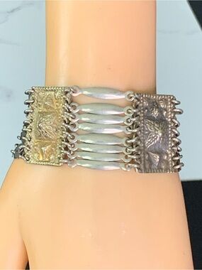 Vintage Mexican Sterling Silver Multi-Row Panel Link Bracelet.  71/2”